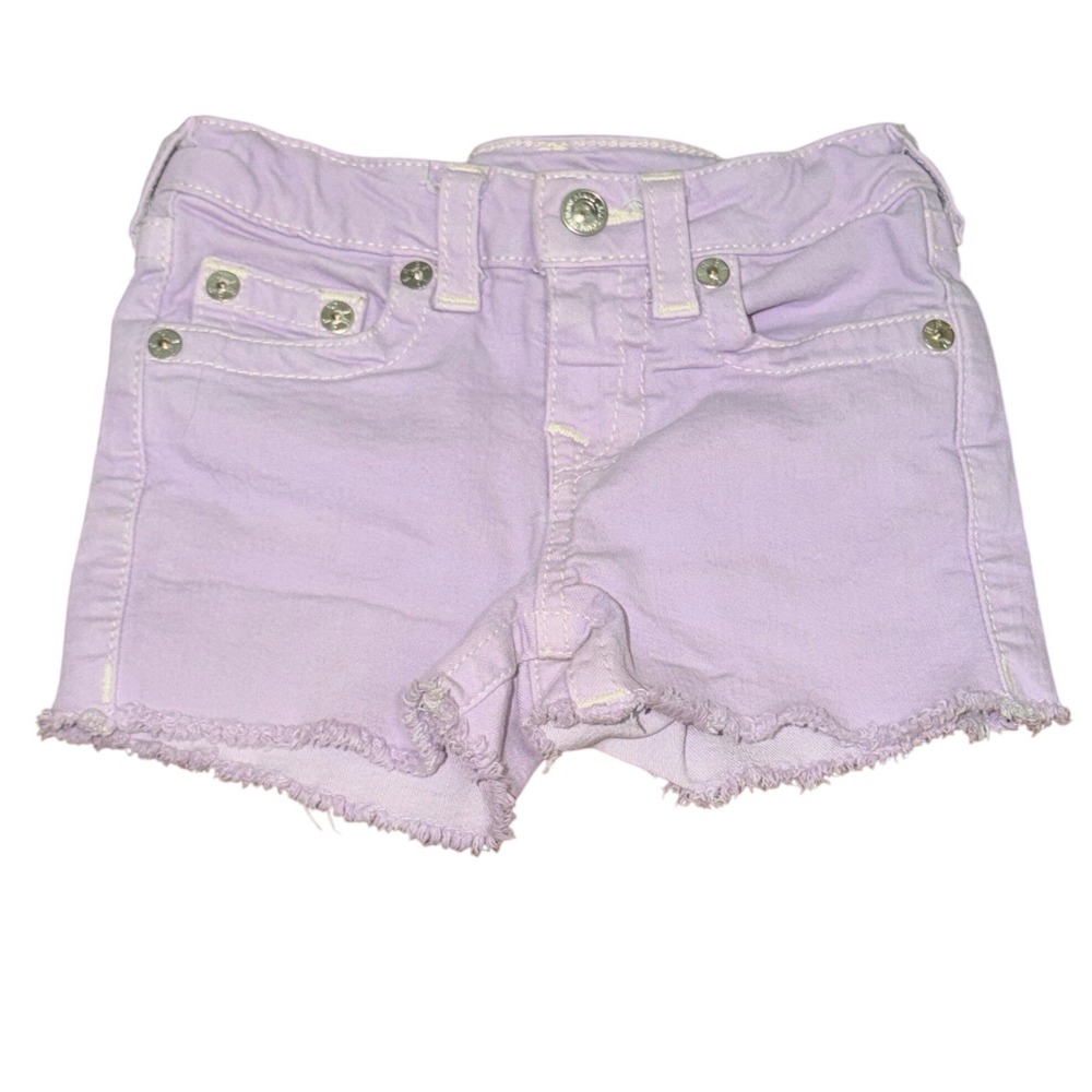 True Religion Girls 6 Purple Denim Cut Off Shorts Summer Boho Back Pocket